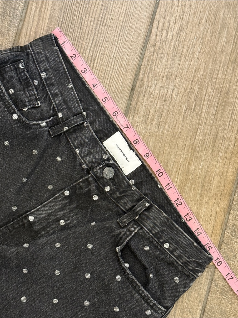 Current/Elliott Vintage Cropped Hem Black White Polka Dot Jeans Women’s Size 32 - Picture 8 of 10